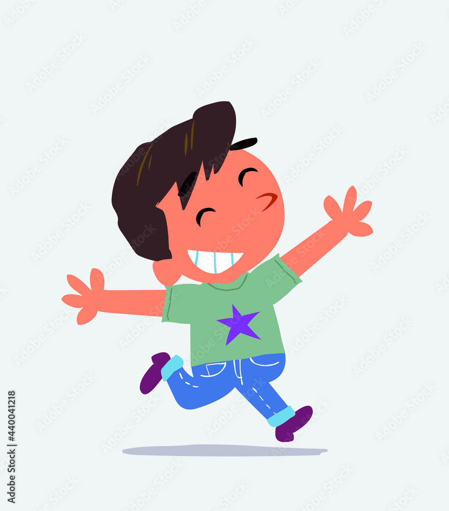 cartoon of little boy on jeans running euphoric cartoon of little boy on jeans running euphoric