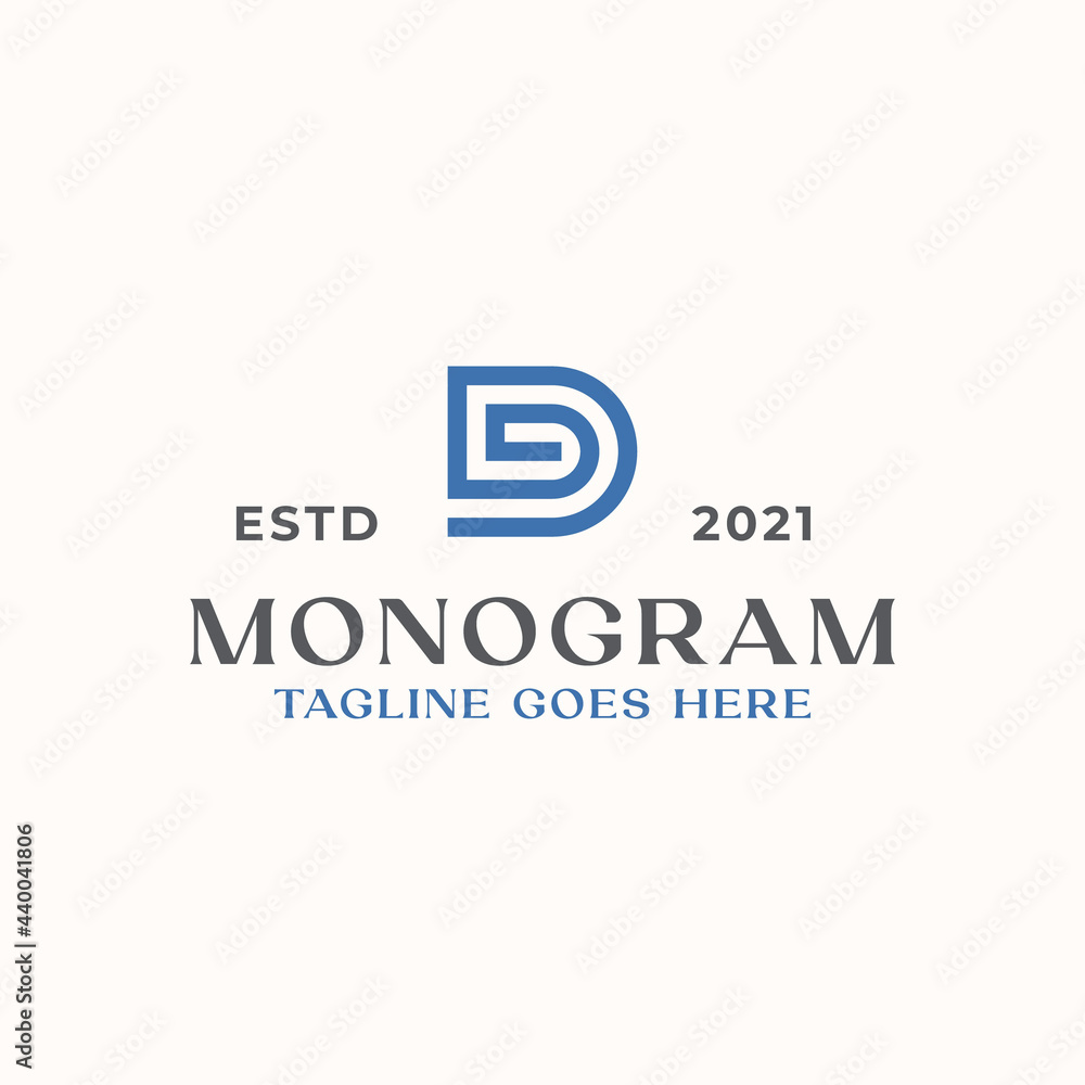 Letter D Monogram Logo Template In Isolated White Background Vector Illustration