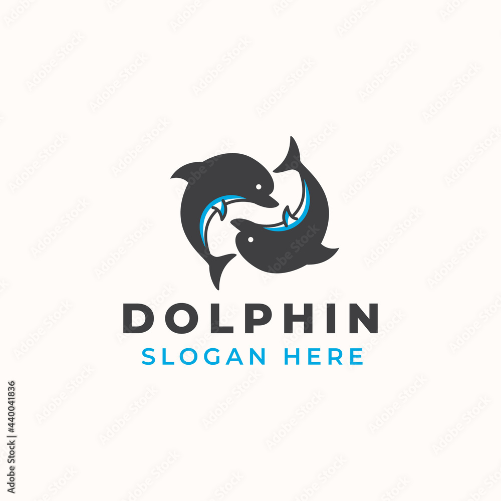 Dolphin Logo Template In Isolated White Background Vector Illustration Dolphin Logo Template In Isolated White Background Vector Illustration