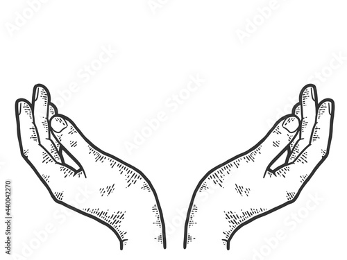 Hand pose. Sketch scratch board imitation color.