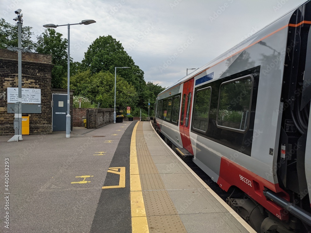 A train at Marks Tey railway station, Essex, England