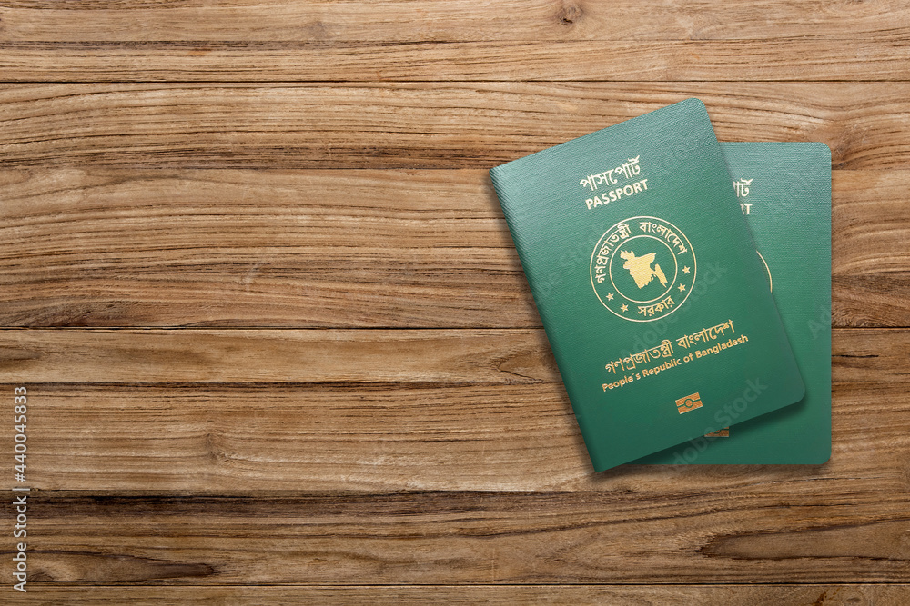 Bangladesh passport on dark wooden background
Bangladesh passport on dark wooden background