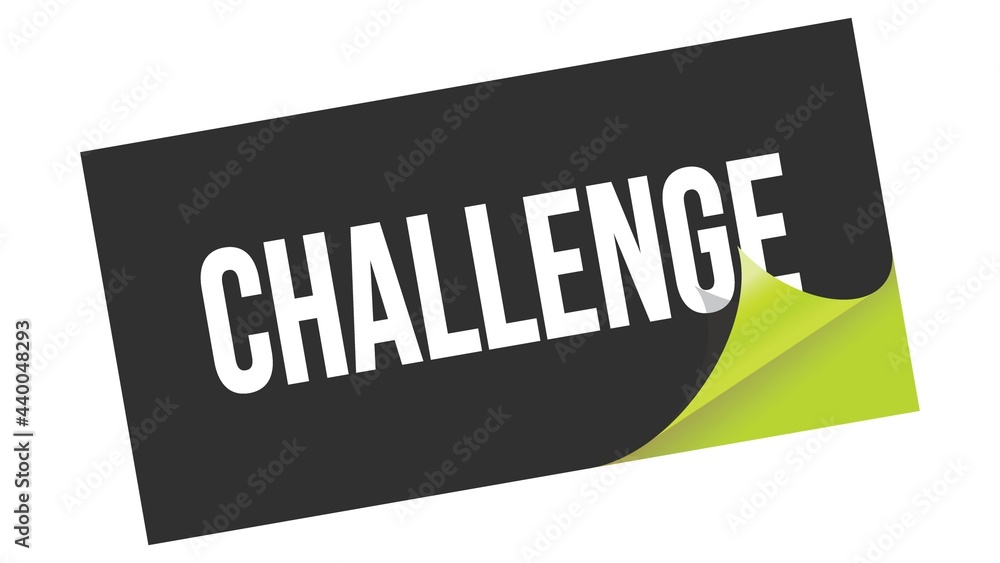 CHALLENGE text on black green sticker stamp. CHALLENGE text on black green sticker stamp.