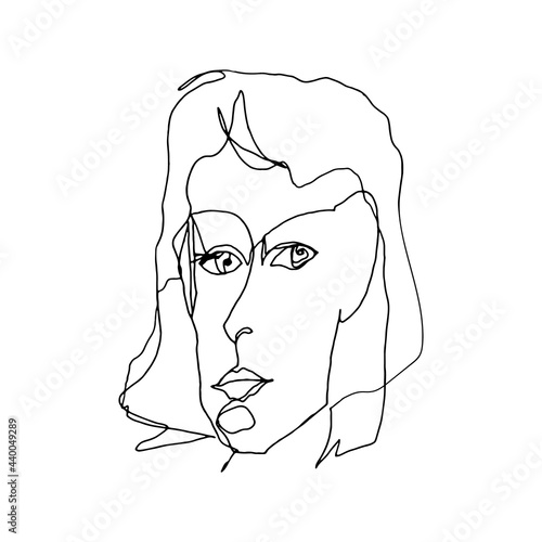 Human portrait line drawing. Sketch of an unattractive, plain looking abstract person. Digitally created illustration of a fictive person.