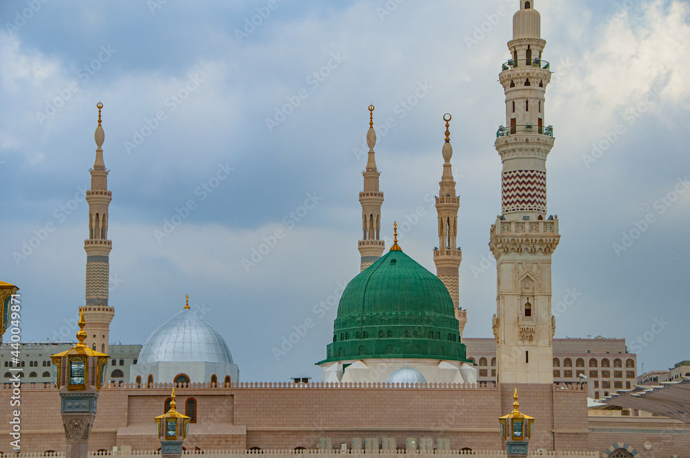 Mind Blowing Shot Of The Green Dome Of Masjid Al Nabawi Stock Photo Mind Blowing Shot Of The Green Dome Of Masjid Al Nabawi Stock Photo