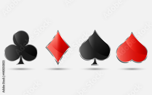 Playing card suits, spade, heart, club and diamond vector set for your design, logo, icon, symbol isolated.
