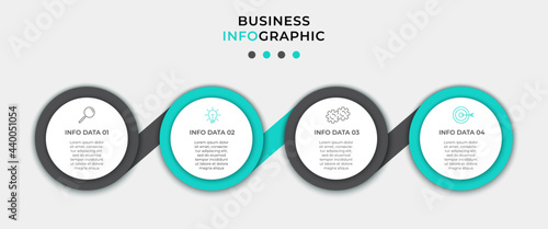 Business Infographic design template Vector with icons and 4 options or steps. Can be used for process diagram, presentations, workflow layout, banner, flow chart, info graph