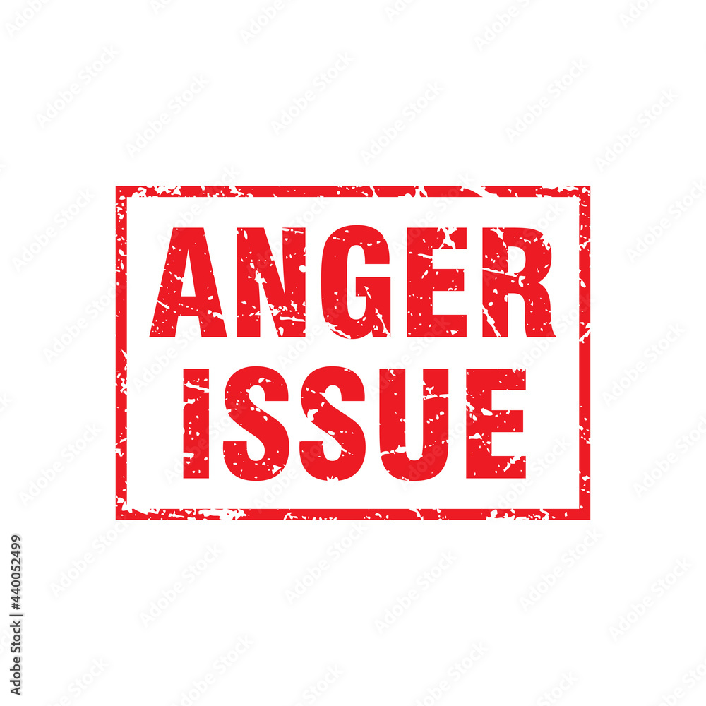 Abstract Red Grungy Anger Issue Rubber Stamp Sign Illustration Vector, Anger Issue Text Seal, Mark, Label Design Template Abstract Red Grungy Anger Issue Rubber Stamp Sign Illustration Vector, Anger Issue Text Seal, Mark, Label Design Template