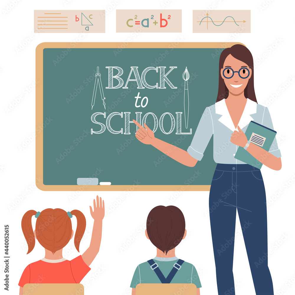 Children and teacher at school. Children and teacher at school.