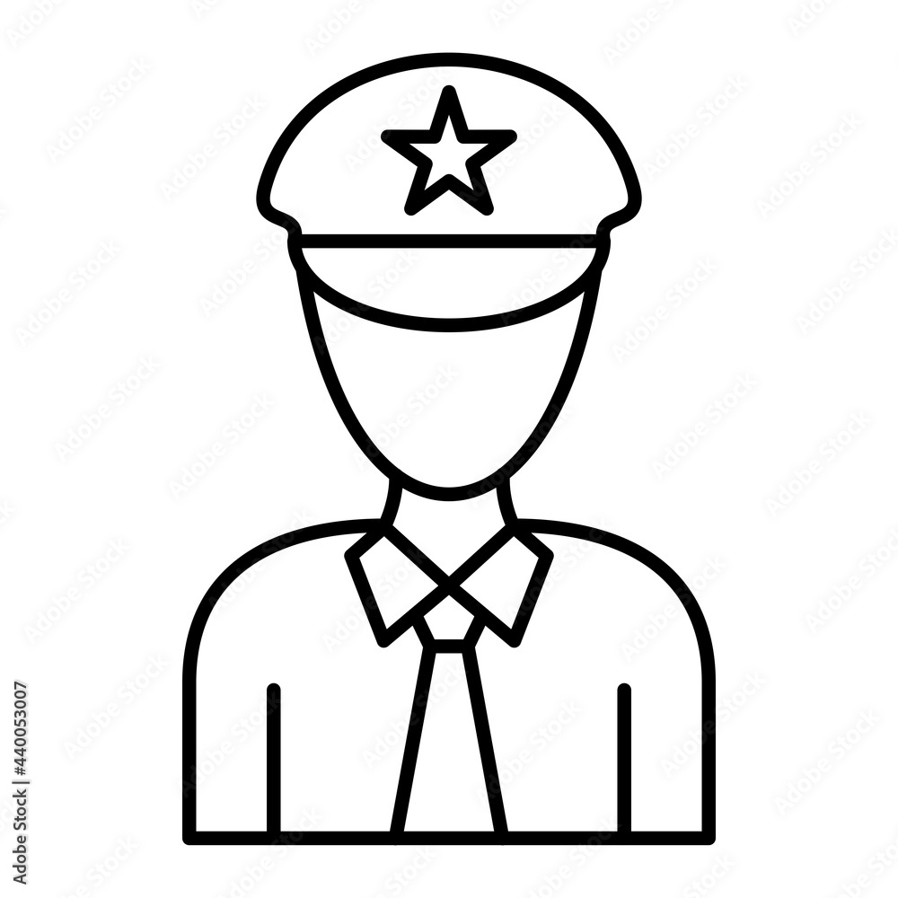 Vector Officer Outline Icon Design Vector Officer Outline Icon Design