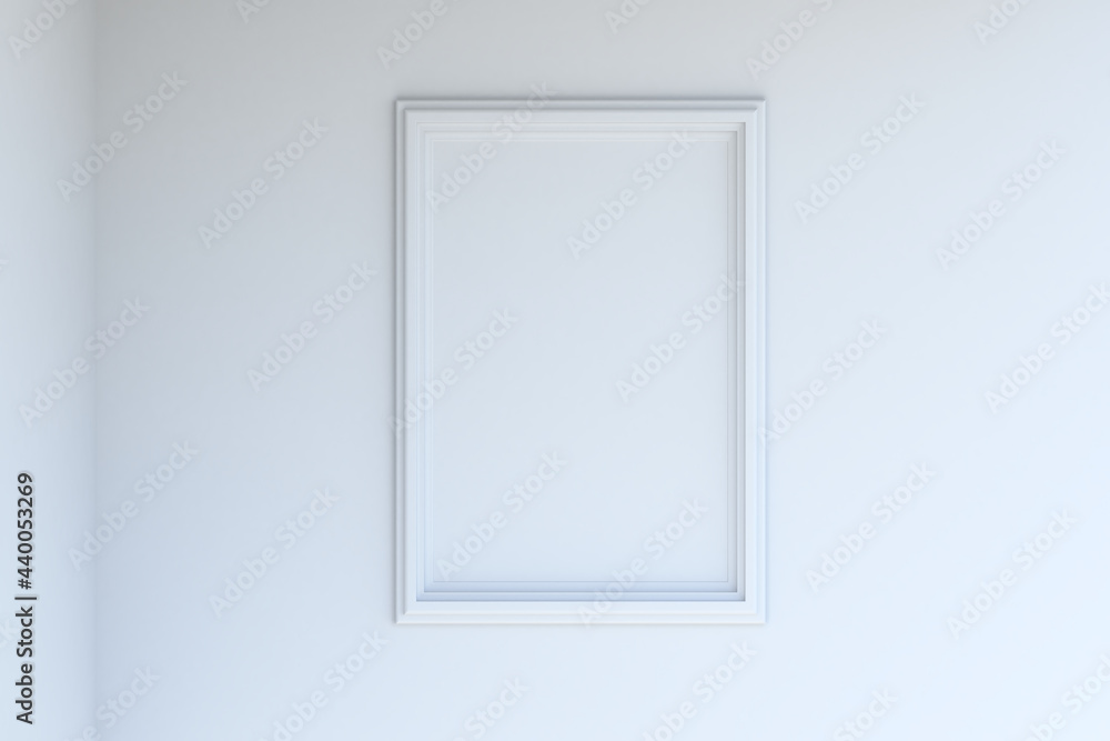 White room with a picture frame on the wall. 3d rendering White room with a picture frame on the wall. 3d rendering