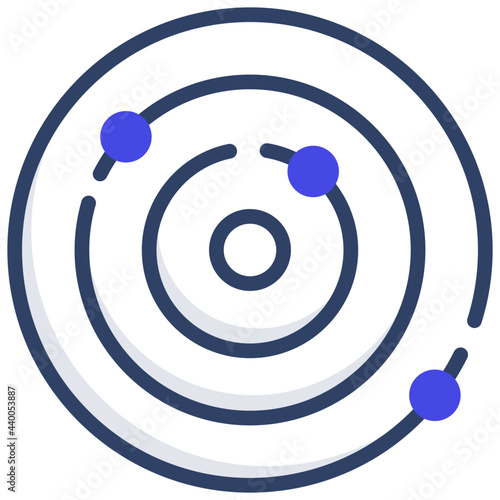 Atoms revolving in a circle showing concept of nucleus 
