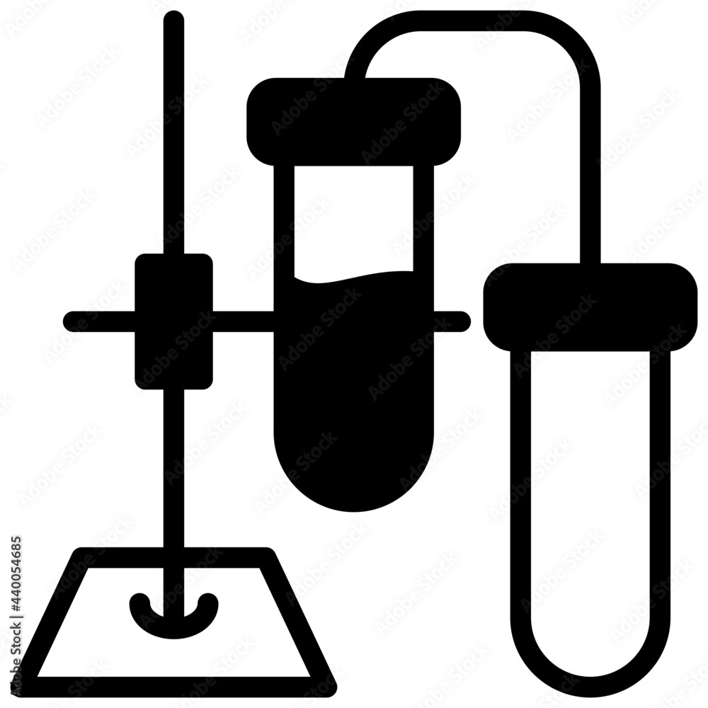 Test tubes connected with stand, solid design of lab experiment Test tubes connected with stand, solid design of lab experiment