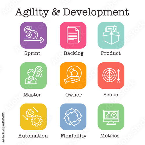 Agile Scrum Process, development w icon set