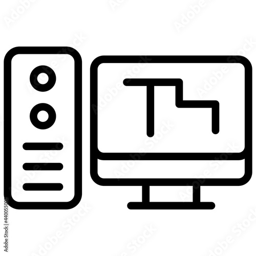 A linear design icon of workstation