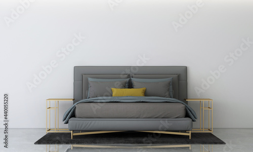 Fototapeta Naklejka Na Ścianę i Meble -  Modern bedroom interior design and furniture mock up decoration and empty wall background, 3d rendering
