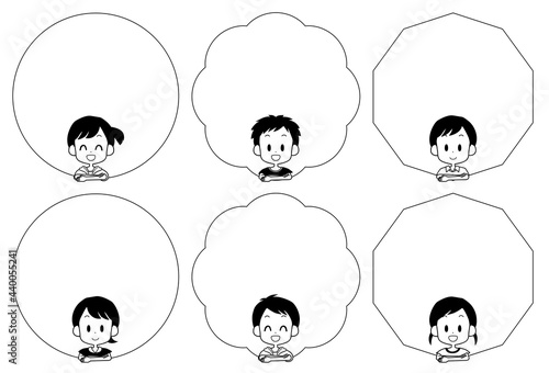 Illustration of smiling boys and girls frames