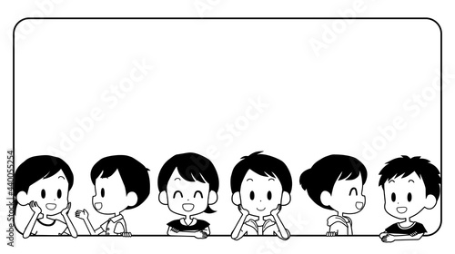 Illustration of smiling boys and girls frames