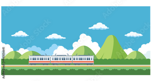 電車と山のイラスト素材