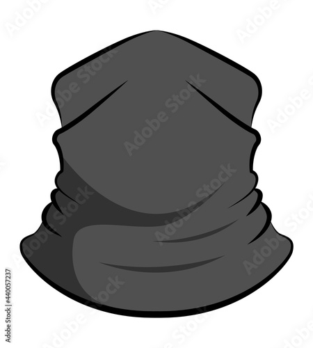 Gray Neck Warmer Template on White Background., Vector File