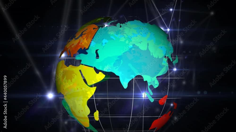 Animation of network of connections with globe Animation of network of connections with globe