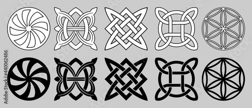Traditional Ancient Ukrainian Symbols, Signs. Vector cliparts set.
