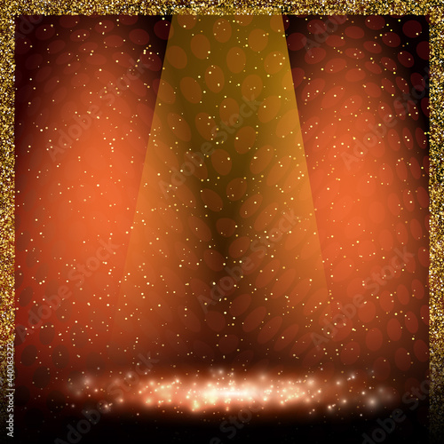 Luxury black and gold background with podium. Design for presentation, concert, show
