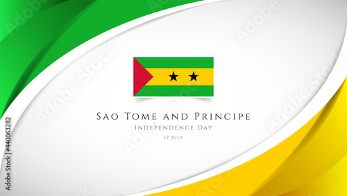 Abstract independence day of Sao Tome and Principe country banner with elegant 3D background