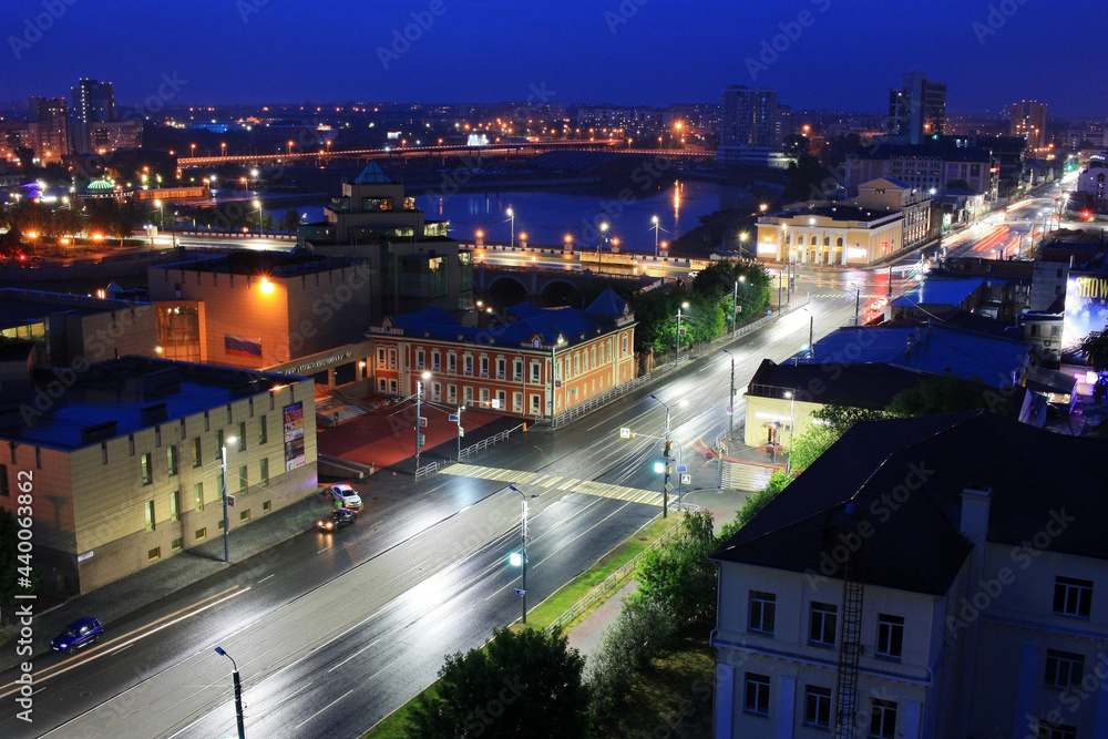 Lights of the night city of Chelyabinsk