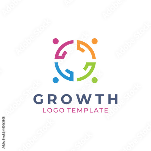 Circular Link Initial Letter G Growth Group Gathering for human culture social club, people together, community teamwork