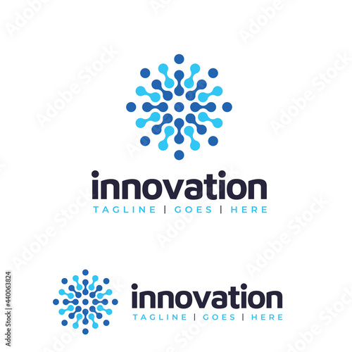 Sparkling Ion Molecule Star for Science Tech Futuristic Modern Logo Design