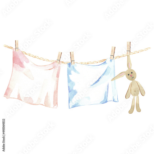 Watercolor washing line.