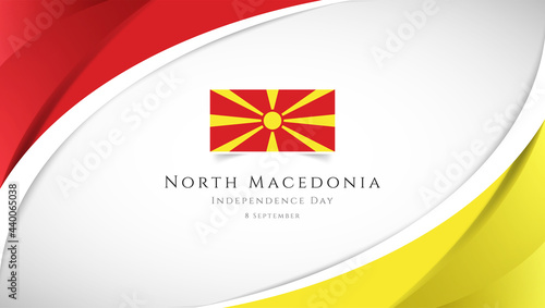 Abstract independence day of North Macedonia country banner with elegant 3D background