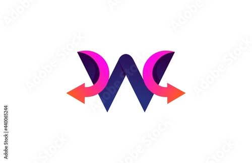 letter W linked combine stylish trendy arrow logo