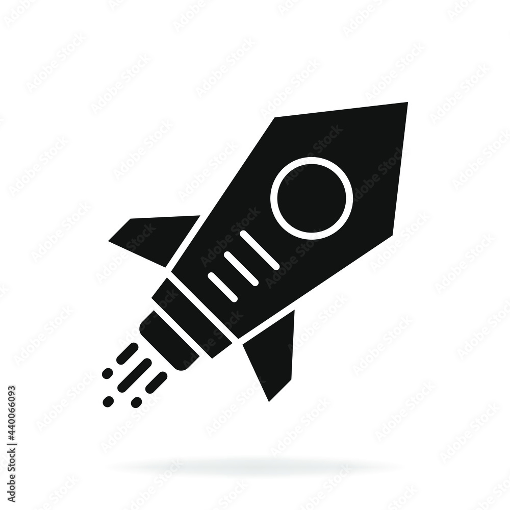 Rocket launch icon flat style isolated on white background. Vector illustration