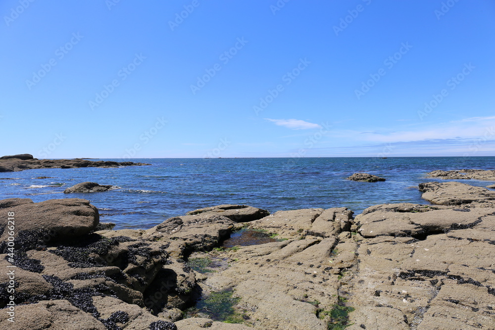 Bay de concarneau, France, Brittany, June 2021, beach and rocks