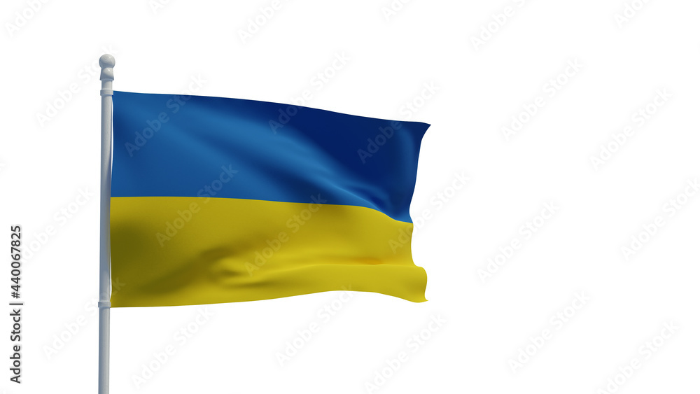 Fototapeta premium Ukranian flag, waving in the wind - 3d rendering - CGI.