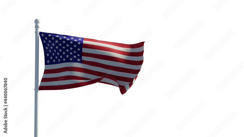 Fototapeta premium American flag, waving in the wind - 3d rendering - CGI