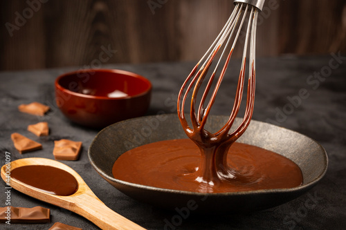 Delicious chocolate ganache. Hot chocolate. photo