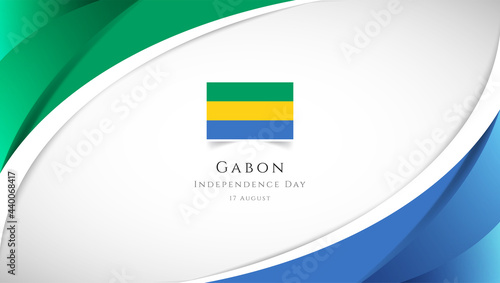 Abstract independence day of Gabon country banner with elegant 3D background