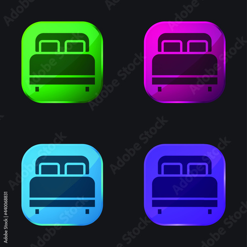 Bed four color glass button icon