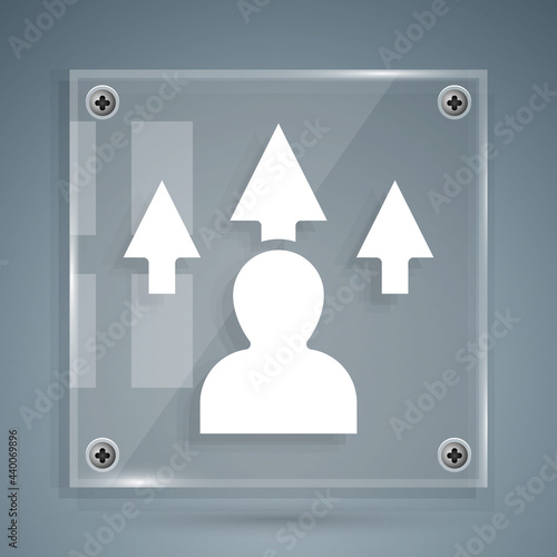 White Web design and front end development icon isolated on grey background. Square glass panels. Vector