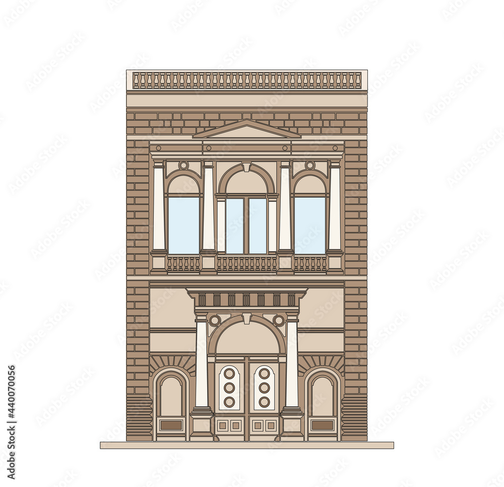Fototapeta premium DRAWING OF HISTORICAL BUILDINGS OF VENICE, ANCIENT ITALIAN ARCHITECTURE IN GOTHIC AND NEOCLASSIC STYLE