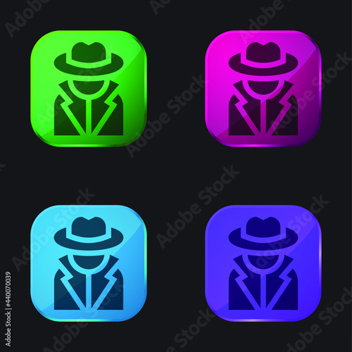 Annonymous four color glass button icon