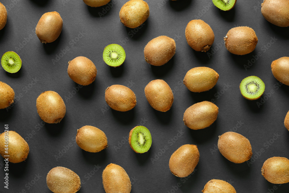Many ripe kiwi on dark background Many ripe kiwi on dark background