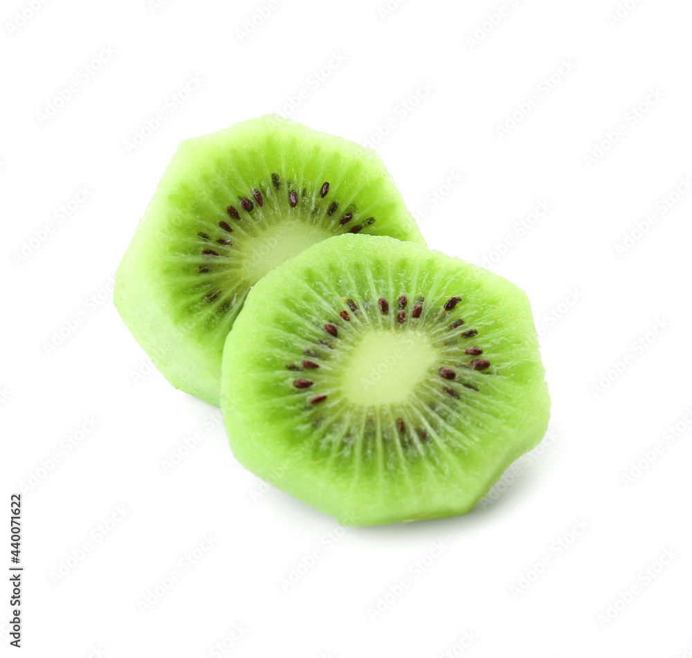 Cut ripe kiwi on white background Cut ripe kiwi on white background