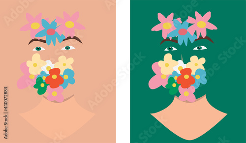 young girl with flowers, surrealism