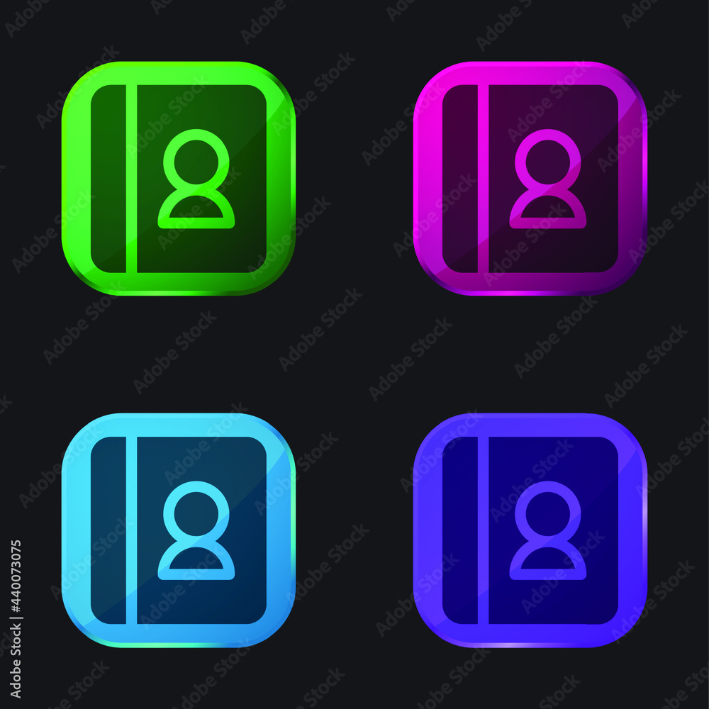 Agenda four color glass button icon Agenda four color glass button icon