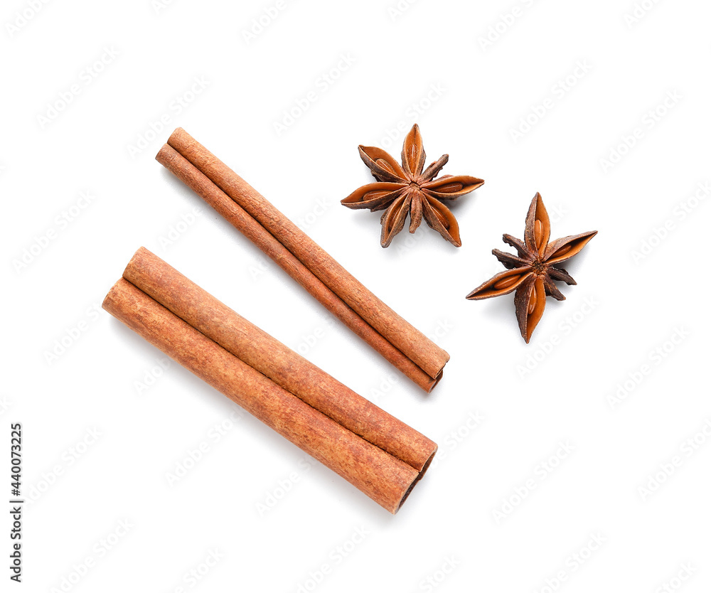 Cinnamon sticks on white background Cinnamon sticks on white background