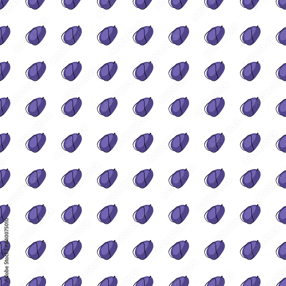 Little isolated navy blue plums silhouettes seamless doodle pattern. White background. Hand drawn food backdrop. Little isolated navy blue plums silhouettes seamless doodle pattern. White background. Hand drawn food backdrop.